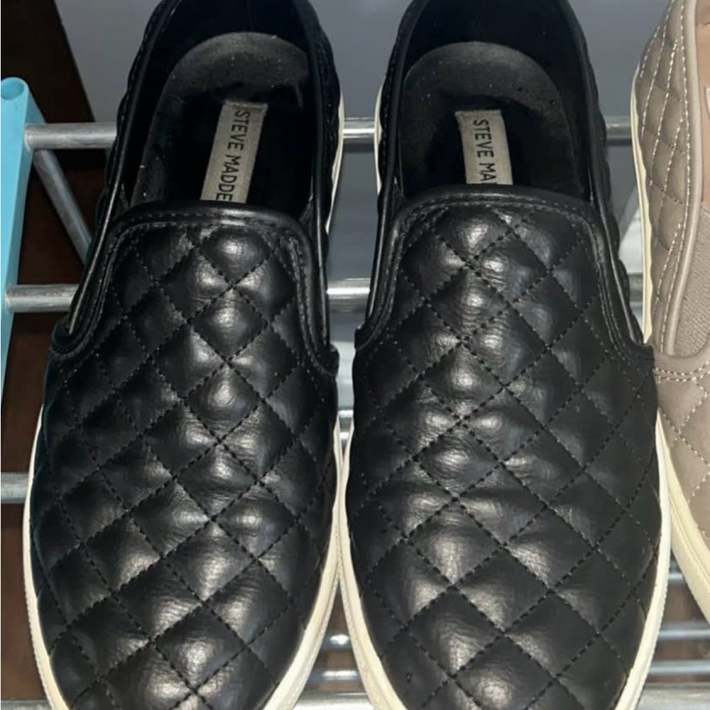Steve Madden Black Quilted Slip-On Sneakers